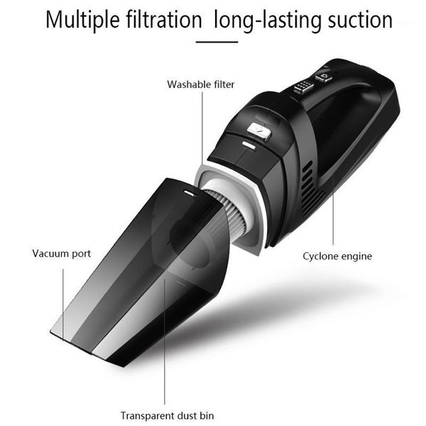

4-in-1 car handheld vacuum cleaner with pointer tire inflator pump pressure gauge led light vacuum cleaner for home auto c1