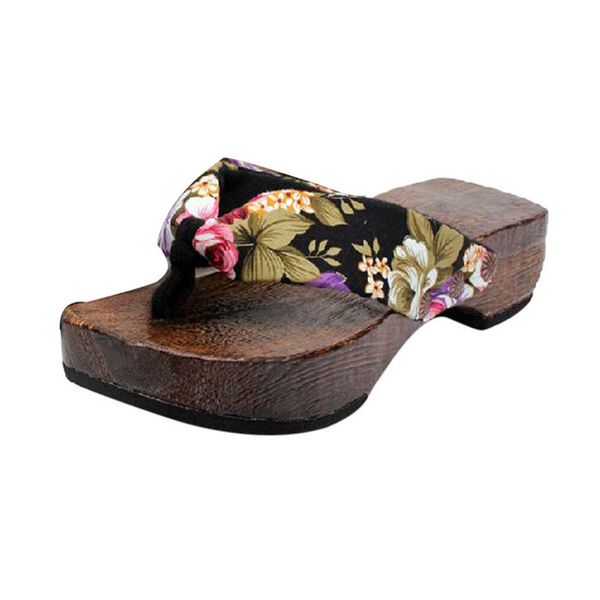 

women shoes summer sandals platform shoes wood women sandals clog wooden slippers flip flops casual beach shoes for ladies women, Black