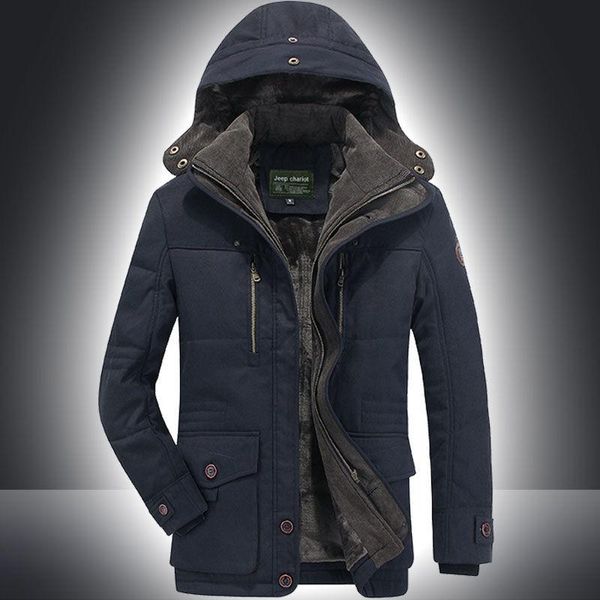 

winter warm jackets thick fleece men's coats casual cotton clothes fur collar mens tactical parka workwear outerwear, Black