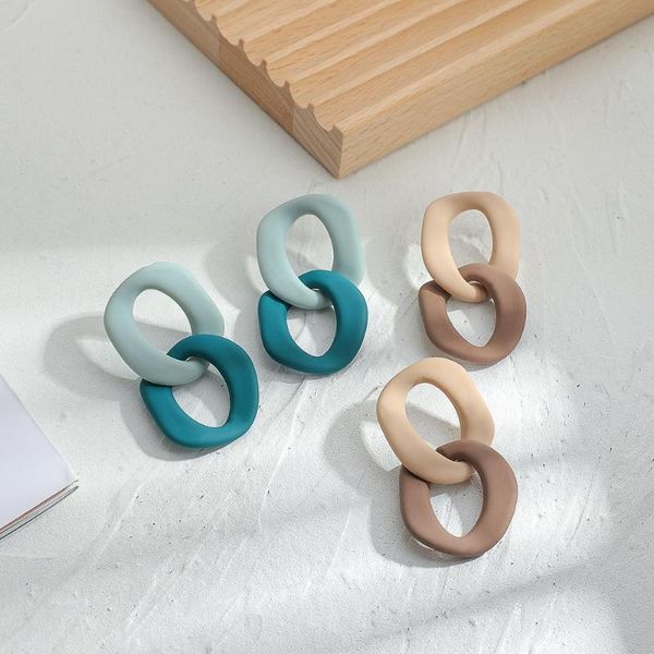 

aensoa new unique acrylic earrings cute fashion multicolor round irregular pendant earrings boucle oreille femme pendientes 2021, Silver