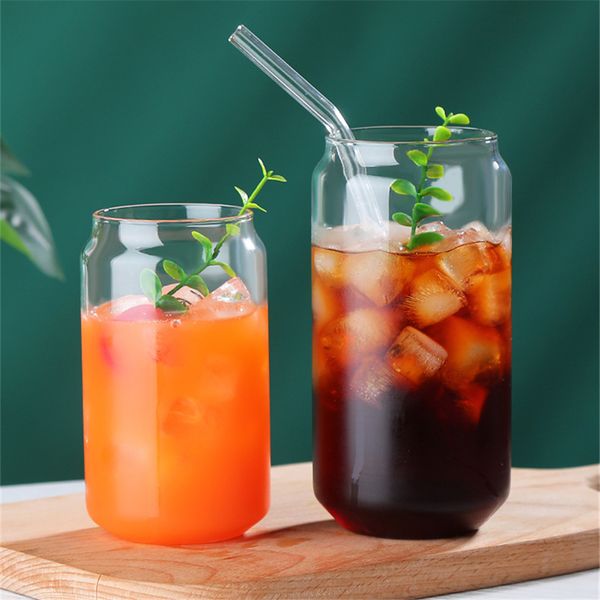 

480ml/16oz sublimation cola glass beverage mug 350ml/12oz juice can with bamboo lid and plastic straw milk bottle cup tumbler enviroment-fri