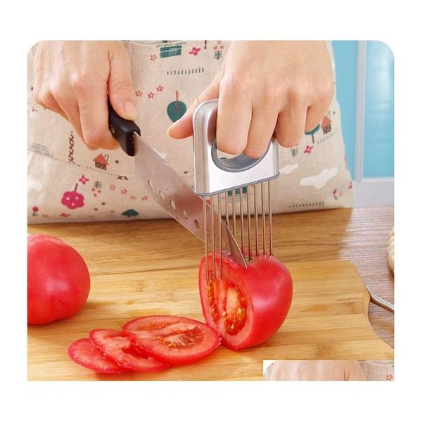 

easy onion holder slicer vegetable tools tomato cutter stainless steel kitchen gadgets no mo jllcmu allguy