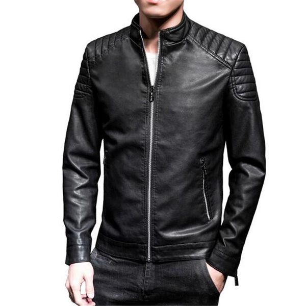 

men's fur & faux jacket trend 2021 spring models fashion cotton solid color sports and leisure slim leather large size 3xl, Black