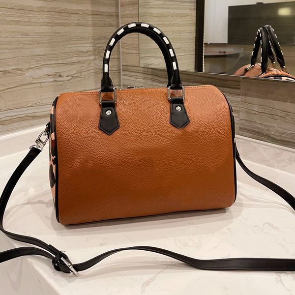 

pillow shoulder bag 30 handbag crossbody bags embossed leather leopard printed patchwork color braided handle detchable strap travel tote ha