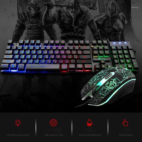 

keyboard mouse combos t5 rainbow backlight usb ergonomic gaming english russian and set 19 key gamer 2000 dpi mice for lap