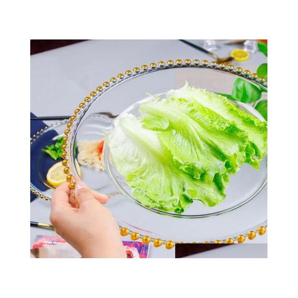 

21cm round wedding clear golden glass dishes a pates glass plate for wedding table decoration eea523 h6yzd