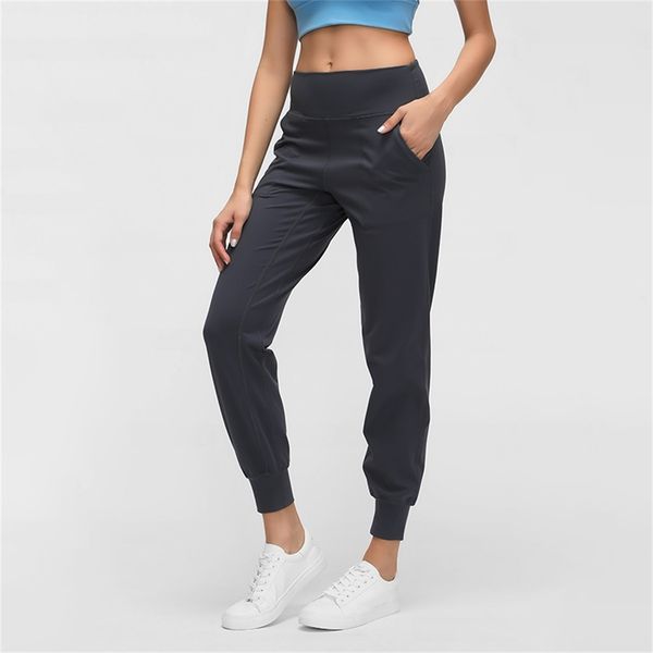 

nwt 2020 women naked-feel fabric loose fit sport active back waist lounge jogger butter soft leggings with two side pockets lj200814, Black