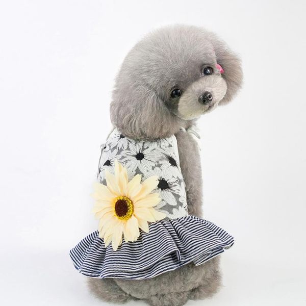 

2019 цветок щенок цветок платье комбинезон мода горячая распродажа маленькое платье чихуахуа узорное внимание управление и одеждая одежда с