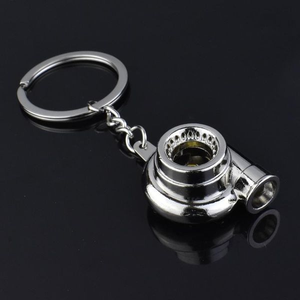 

turbo creative spinning gift keychain auto turbine car turbocharger key chain keyfob keyring colour, Silver