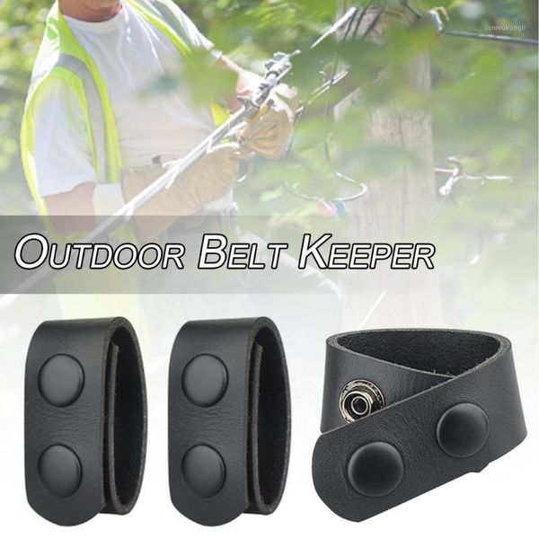 

waist support double snap belt keeper leather duty multifunctional outdoor hanger buckle hook safety1, Black;gray