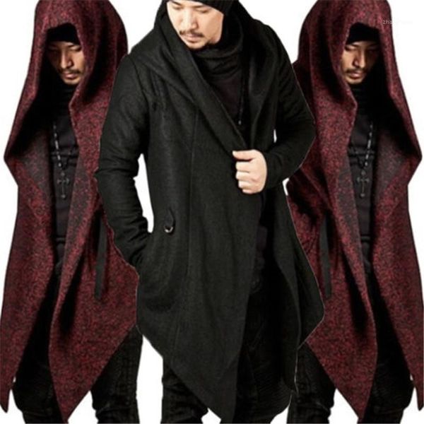 

men casual hooded trench autumn winter clothes long sleeve knitted cardigan slim trench solid coat overcoat streetwear male coat1, Tan;black
