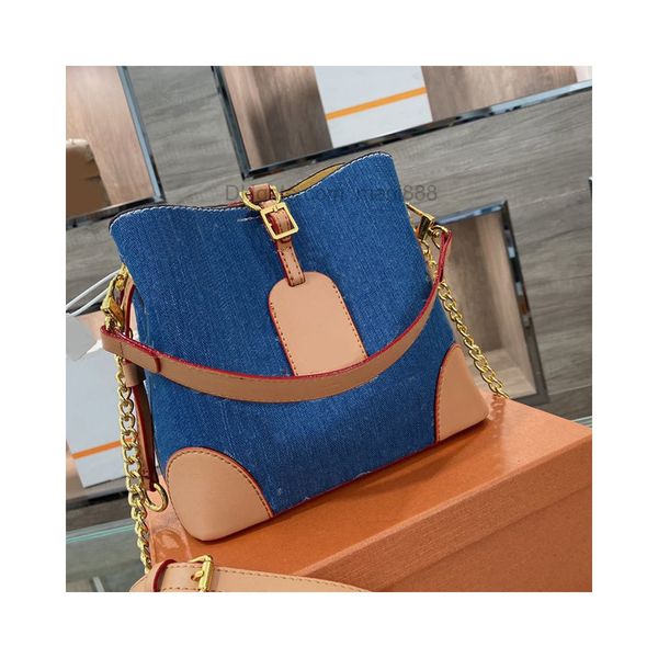 

denim jeans crossbody bags bucket bag women handbag purse lady tote canvas leather patchwork classic letter printed inside