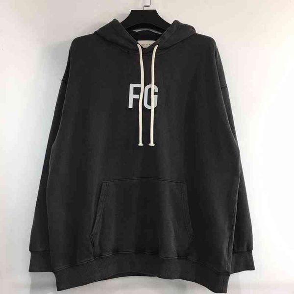 

hoodie men's fashion season 6 main line reflective rich fg trend loose fog versatile, Black