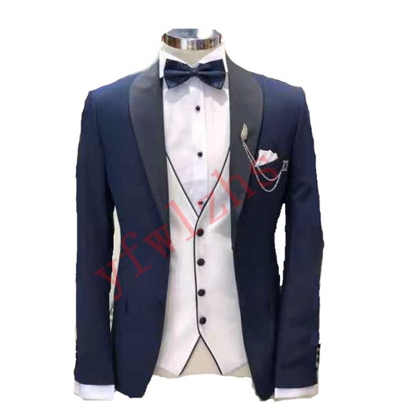 

custom-made two buttons groomsmen shawl lapel groom tuxedos men suits wedding/prom/dinner man blazer(jacket+pants+tie+vest) w595, Black;gray