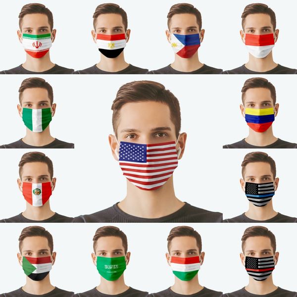

2021 american national flags designer face masks adults cycling outdoor anti dust windproof washable reusable customize party mask