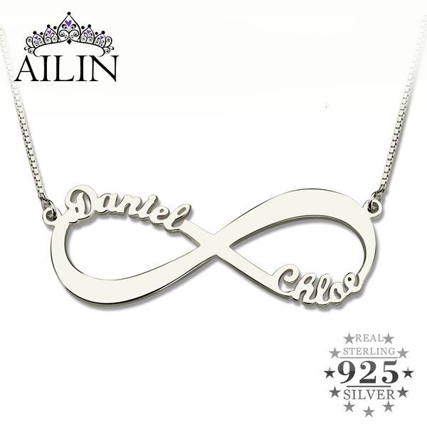 

ailin personalized infinity necklace custom name necklace women silver chain choker love no end jewelry christmas gift