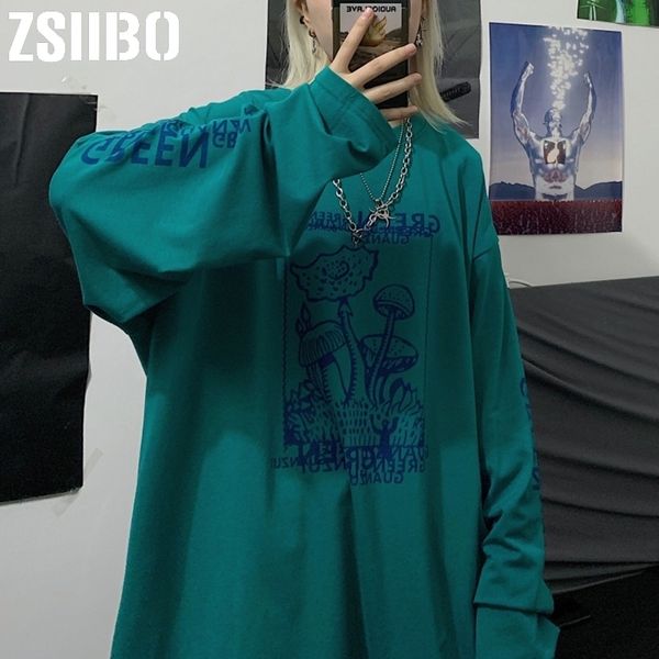 

harajuku women hoodie cartoon letter print o-neck sweatshirts autumn casual loose sleeve streetwear womens clothes y200915, Black