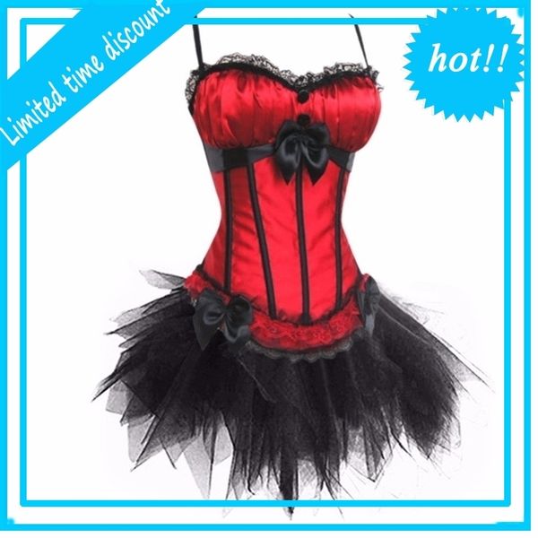 

big plus size 6xl frilly bustline lace bow burlesque valentine halterneck with tulle tutu skirt dance corset costume dress outfit, Black;white