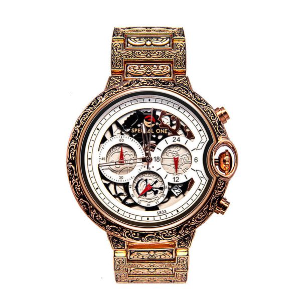 

multi-function watch carving men's timing quartz calendar men's watch waterproof watch, Slivery;brown