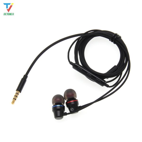 

in-ear wired 3.5mm extra bass earphones metal with mic volume control for android mobile phone 50pcs/lot