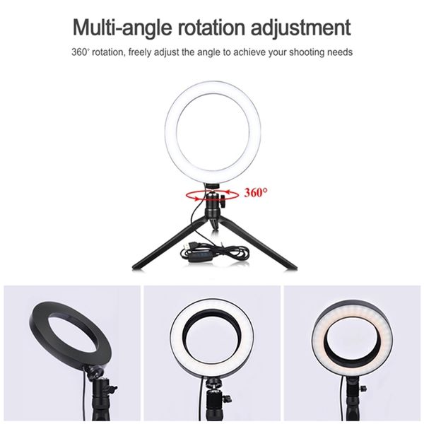 Fábrica USB Fornecimento Direto Dimmable Iluminação LED Photography Anel Luzes de Boa Qualidade Tripés Selfie Stick Preenchimento Luz