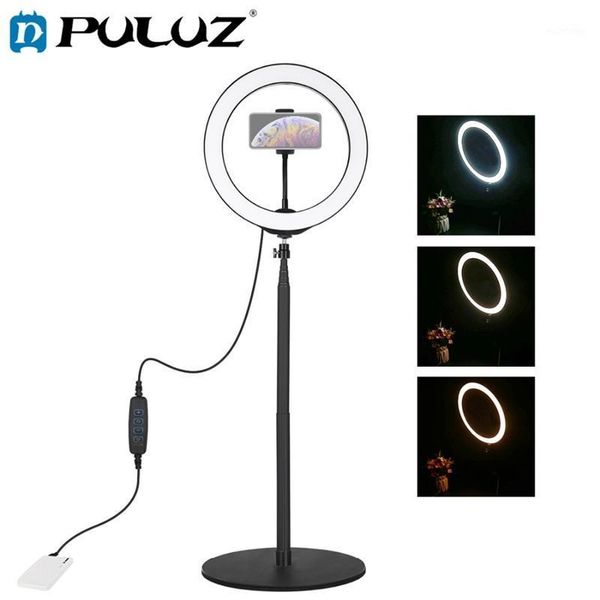 

puluz pkt3039 140cm round base deskmount+10.2 inch 26cm led ring vlogging video light kits1