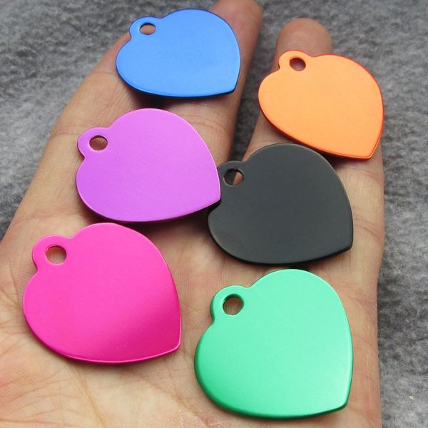 

alloy 100pcs/lot dog shaped cat aluminum id laser engravable heart pet tags