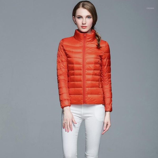 

winter down coats women parkas stand collar 90% white duck down jacket female ultra light jackets slim long casaco feminino1, Black