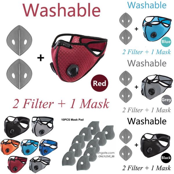 

factoryship face fashion cycling fast 5pcs mask air activated double exhalation valve with pm 2.5 filter anti-f