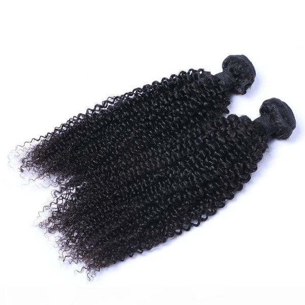 

malaysian virgin human hair kinky curly unprocessed remy hair weaves double wefts 100g bundle 2bundle lot can be dyed bleached, Black