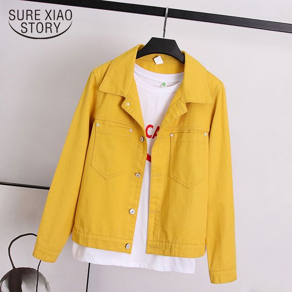 

new autumn denim yellow jacket women loose jeans jacket and coat fashion overcoat long sleeve jacket ladies 7121 50 201023, Black;brown