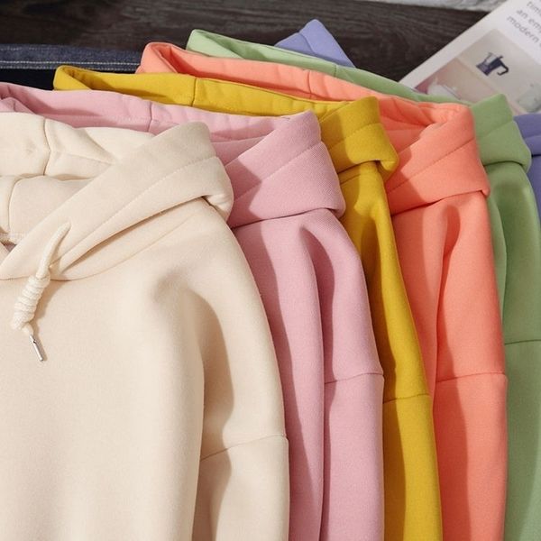 

plus velvet oversize hoodies women autumn winter female loose casual pullover hoodied solid color hoodies sweatshirts 201203, Black