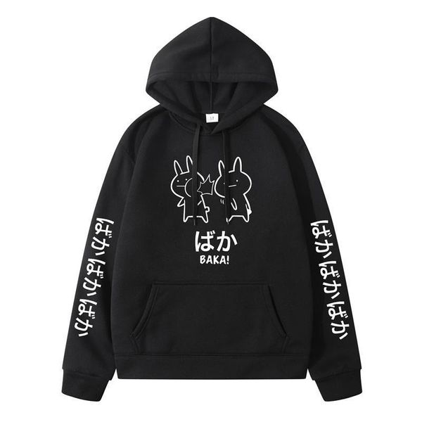 

2020 baka rabbit slap hoodies japan anime funny cute thick hoody black japanese sweatshirt pullover