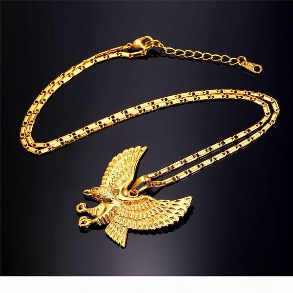

new gold eagle necklace men jewelry trendy platinum 18k gold plated animal hawk wing charm pendant necklace wholesale p820, Silver