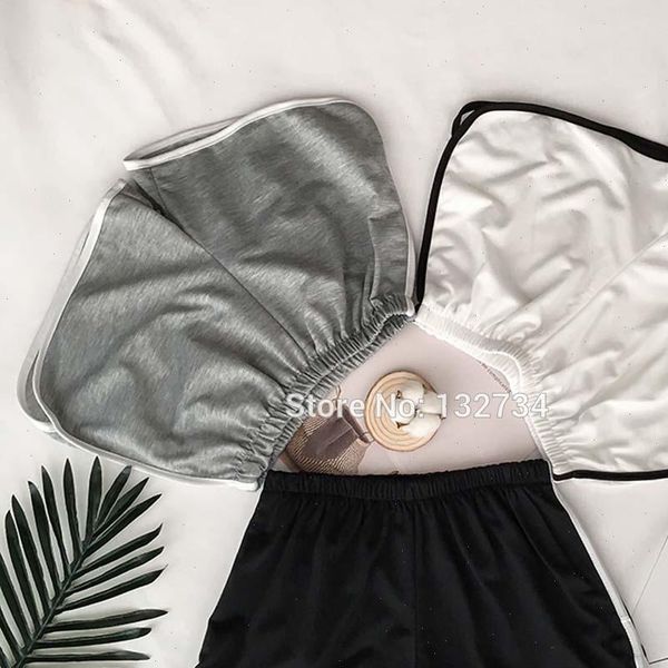 

2020 simple women casual shorts patchwork body fitness workout summer shorts female elastic skinny slim beach egde short hot, White;black