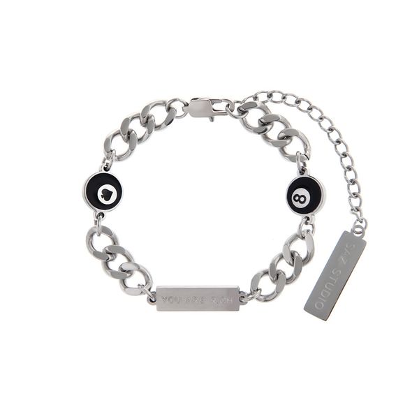 

original design new bracelet chain black 8 drops of oil stitching hip-hop personality titanium steel square brand fashion accessories