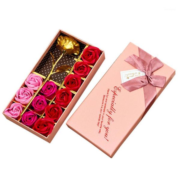 

gift wrap 24k gold foil flower 12pcs/set romantic rose soap party mother's day home decoration wedding1