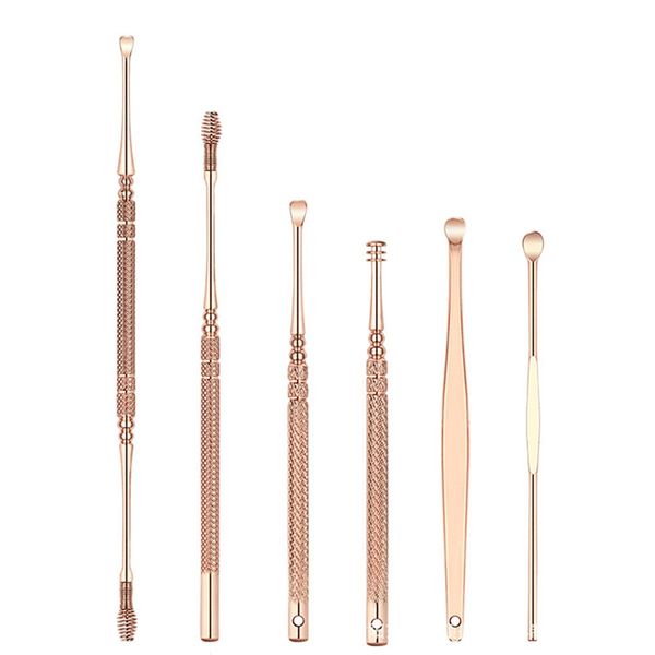 

6pcs ear wax pickers curette remover cleaner ear removal ear wax picks stainless steel earpick tool facial care beauty tools