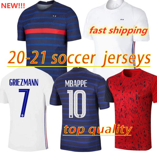 

2020 2021 2 stars france soccer jerseys maillots de football maillot equipe de 20 21 mbappe griezmann kante pogba maillot de foot, Black