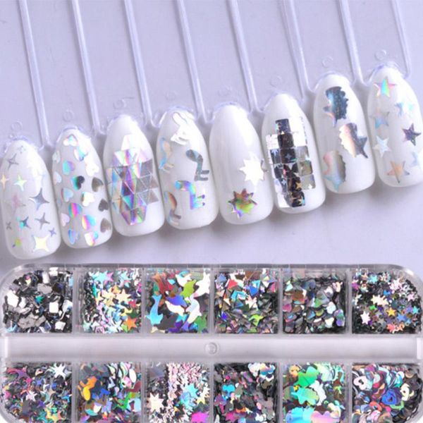 

2 pcs nail art decal manicure sequins nail sequins for home decor, Silver;gold