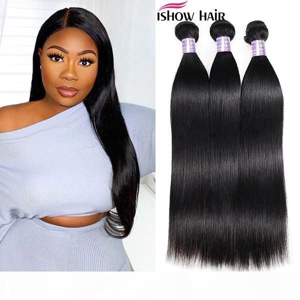 

ishow 8-38inch mink brazillian straight body loose deep kinky curly unprocessed brazilian peruvian indian human hair wefts bundles, Black