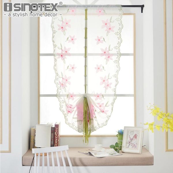 

curtain & drapes roman curtains tulle pastoral floral peach blossomvoile panel for the kitchen window living room bedroom 1pcs/lot