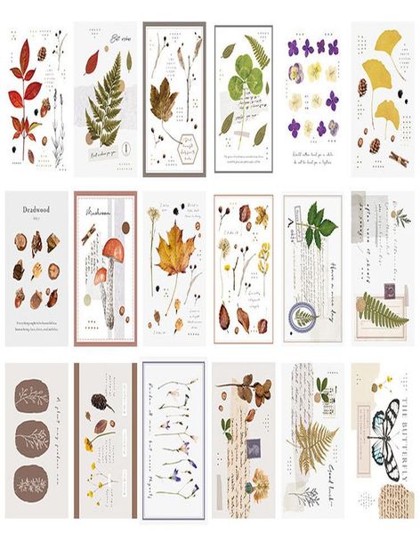 

18pcs flower leaves plant specimen style card as scrapbooking party invitation diy decoration gift card message card postcard bbysdk