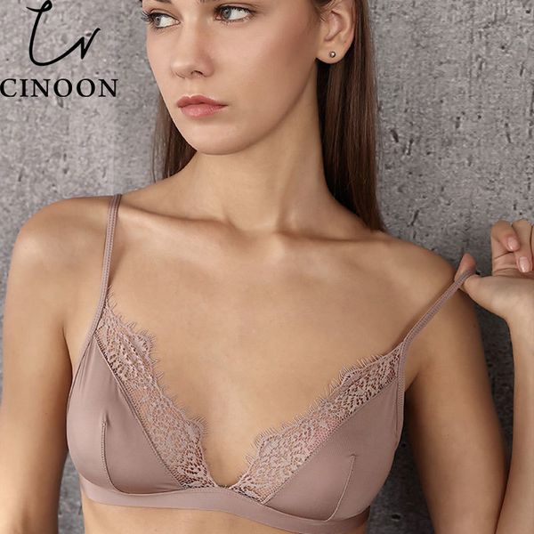 CINOON Mode Spitze BH Weiche Satin Dünne Dessous Sexy Unterwäsche Floral Bralette Komfortable Büstenhalter Für Frauen Heißer Verkauf 201202