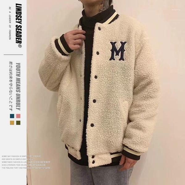 

lindsey seader 2020 streetwear hiphop bomber baseball jacket men cartoon embroidery buttons coat harajuku pocket warm jacket1, Black;brown