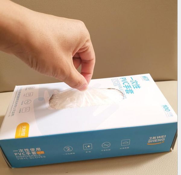 

100pcs/box food grade disposable plastic protective gloves transparent