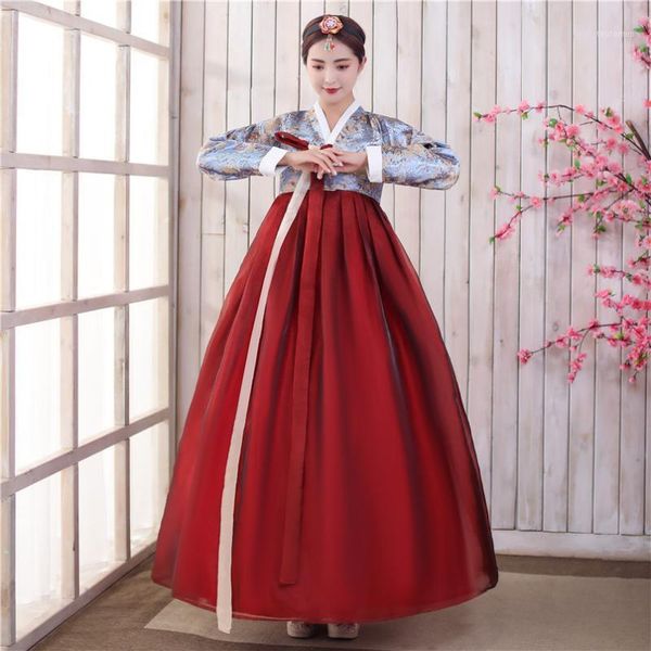 

traditional asian nationality korea costume women korean hanbok dress folk stage dance performance clothing1, Red