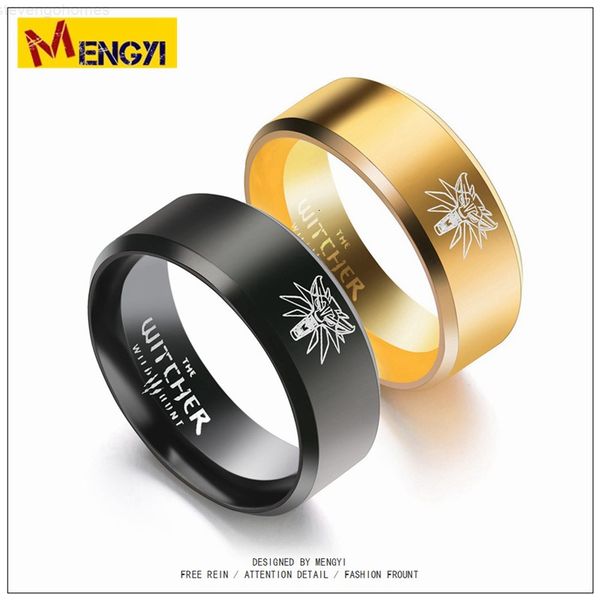 

for game titanium wolf aluminium ring carved 316l men and women, Silver