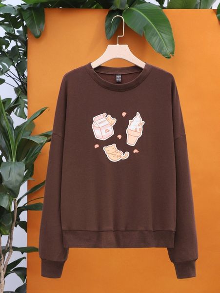 

x hyebuni cartoon graphic drop shoulder sweatshirt o9ia#, White;black