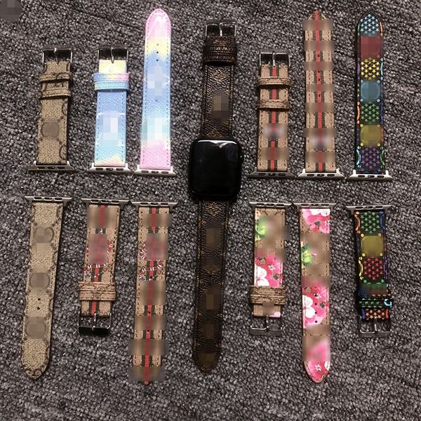 

for apple watch band letter leather for apple watch strap 38-40mm/ 42-44mm luxury designer straps for iwatch 6 5 4 3 strap